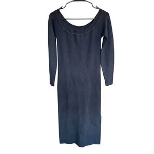 Abercrombie Fitch Bodycon Knit Dress Black Long Small L/S Vamp Witchy Gothic NWT